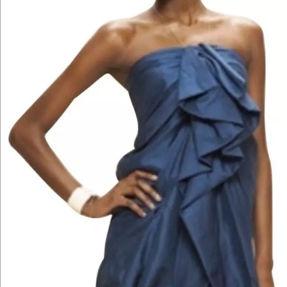 3.1 Phillip Lim Dress 4 Silk Midnight Blue Ruffle Strapless Party‎